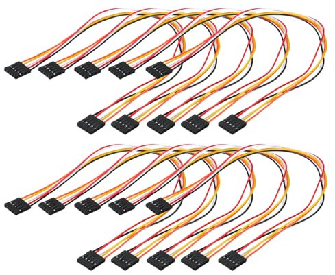QUARKZMAN Fil de Connexion Femelle à Femelle pour Breadboard de 5 Broches, Pas de 2,54 mm, Câble Ruban à Une Rangée de 30 cm de Long pour Projets Électroniques, Lot de 10, Multicolore