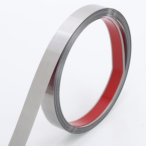 Coengwui Peel and Stick Metal Molding Trim, Self-Adhesive Stainless Steel for Wall, Fireplace, Mirror Edging and Craft Decoration (Brushed Silver, 6m x 1.5cm)