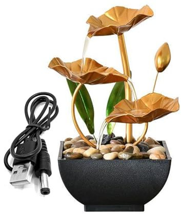 Rwoora Fontana a sfera da tavolo cascate, fontana di pietra irregolare per interni per rilassarsi, decorazione casa/ufficio resina d'acqua di meditazione