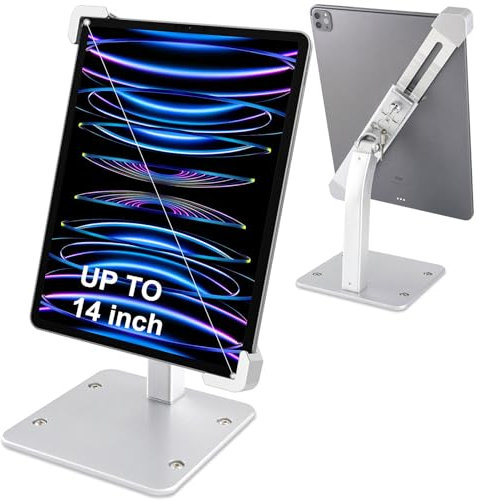 Dosvsi Soporte para Tableta Antirrobo, Aluminio Soporte iPad Antirrobo para Escritorio Quiosco Minorista, Candado de Seguridad y Llave, para iPad Pro 12.9 13, iPad Air, Galaxy Tab, Tabletas 9-14