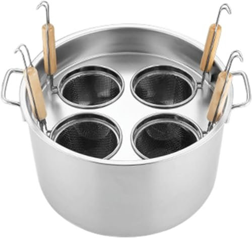 WQZStar Olla para cocinar Pasta con Cesta coladora, vaporera para cocinar Pasta de Acero Inoxidable con Tapa para el hogar, Cocina, Restaurante, Utensilios de Cocina, 4 Orificios (4 Orificios)