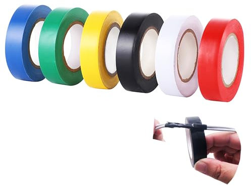 Rayconup Wasserdicht Elektrisches Isolierband Set - 6 Stück Farbig Selbstverschweißend - Elektriker Klebeband für Verdrahtungsprojekte und Reparaturen - 6 Farben