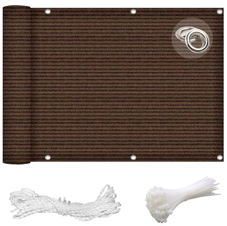 GAIFNAG Brise-Vue Balcon, Brise Vue Balcon Extérieur 120 x 750 cm Brise Vue Rétractable, Paravent de Balcon 220G/㎡,Protection UV,Protection de La Vie Privée pour Jardin, Balcon, ‎Marron