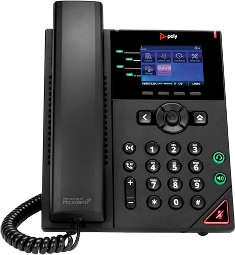 Poly VVX 250 IP Phone - Corded - Desktop, Wall Mountable - Black - VoIP - 2 x Network (RJ-45) - PoE Ports