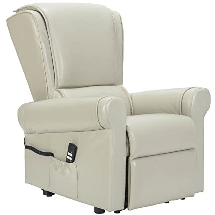 Sime HU-P2 fernsehsessel elektrisch senioren Zero Gravity, 2 Motoren, unabhängig verstellbare Rückenlehne und Fußteil 2 Räder Bergere unverformbarer Sitz Leder relaxsessel Beige