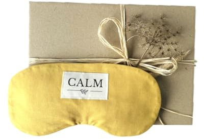 CALM Augenkissen mit Leinsamenfüllung Lavendel, Entspannung, Kühlung, Yoga (Senfgelb)