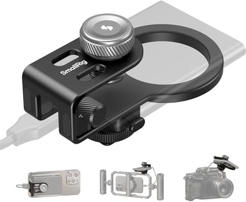 SMALLRIG SSD Holder 2-in-1 SSD Mount Bracket per MagSafe con Cold Shoe Cable Clamp, Compatibile con SSD Spessi 0,3-0,6 Pollici per Samsung T5 T7 SSD, per SanDisk SSD, Cage - 4779