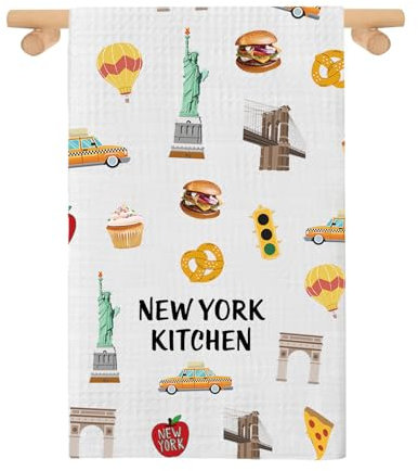 LEVLO New York City Küchentuch, New York, Einzugshandtuch, New York-Thema, Geschenk, NYC-Souvenir, Geschirrtuch (New York Kitchen Towel 2UK)