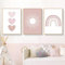 Ueiwffzo 3er Poster Set Bilder Kinderzimmer Mädchen Rosa Regenbogen Bilder, Babyzimmer Deko Leinwand Bilder Wandbilder, Wandposter Babyzimmer Deko, Ohne Rahmen (30x40cm)