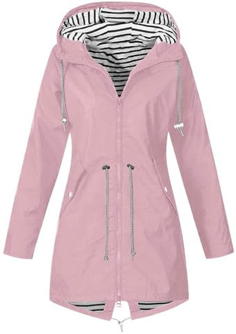 KOG Übergangsjacke Damen Regenjacke Wasserdicht Regenmantel Windbreaker mit Kapuze Fahrradjacke Regencape Regenjacken Windjacke Wanderjacke Outdoor Jacken Gutschein Rosa XL