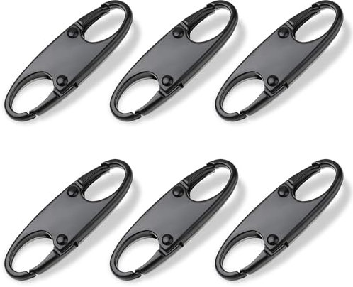 Mabor Lot de 6 clips antivol pour fermeture éclair pour sacs à dos, camping, pêche, voyage, sports de plein air (noir)