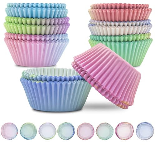 NVGVUP 400 Count Gradient Cupcake Liners, Standard Muffin Liners, Rainbow Baking Cups Paper in 8 Gradient Colours, Cupcake Cups for Wedding Birthday Party (Standard Size)