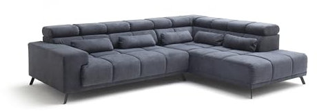 möbelando Wohnlandschaft >Iver< Sitz+Kopfteilverstellung, 5 Kissen, anthrazit - 295x100x232cm (BxHxT)