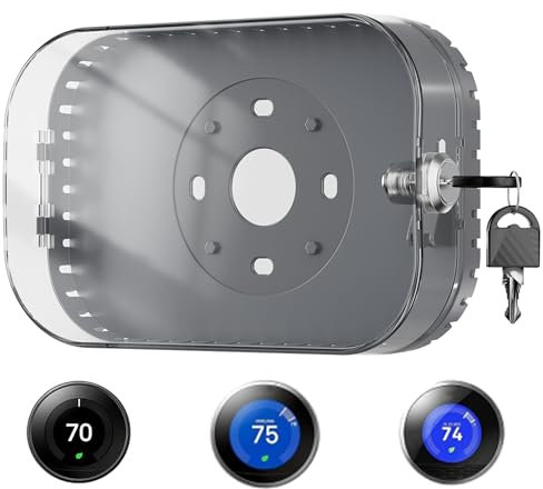 2 in 1 Thermostat Wall Plate with Lock Box and Key, Compatible with Google Nest Thermostat 1st/2nd/3rd Wall Plate Cover, AC Lock Box Cover with Thermostat Wall Plate for Home, Office, Black