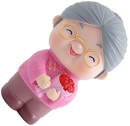 TINEASUR Kuchendekoration Backen Ältere Figur Ornament Mini-älteste Statue Ältere Figurendekor Elternfigur Party-Kuchen- Goldene Ehe Ältere Paar Kuchenfiguren Kuchen Topper Rosa Vinyl