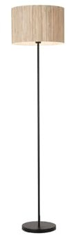 Licht-Erlebnisse Stehlampe Bambus Metall Schwarz Natur Wohnzimmer Büro 159 cm E27 rund natürlich wohnlich gemütlich Büro Stehleuchte Skandinavisch TUTANIA