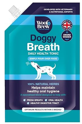 Woof&Brew Doggy Breath Natural Herbal Supplement for Dogs, Promotes Healthy Oral Hygeine, 100% Natural Herbs, 3 Weeks for Optimum Results (Doggy Breath)