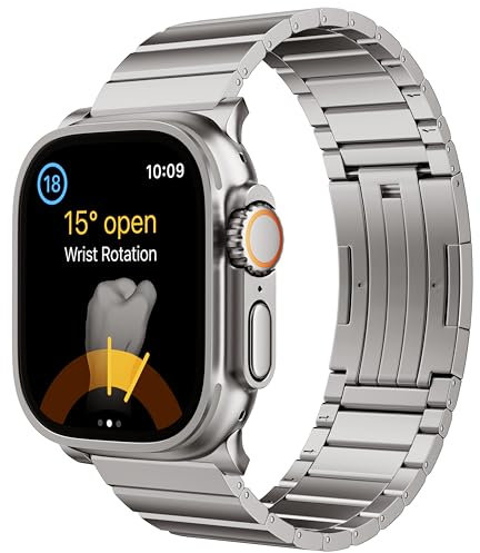LULULOOK Titan Armband für Apple Watch Ultra 2/Ultra, Titanium 2 Apple Watch Armband 49mm mit DLC Kratzfest und Verdeckt Faltschließe, Einstellbar 6.0mm Microlink Ersatzarmbänder für iWatch Ultra 2