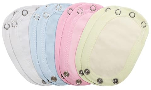 Scettar 8 Stück Bodyverlängerung Baby Für Babystrampler, Verstellbare Länge Baby Body Body Verlängerung Druckknopf Baby Aus Reinem Baumwollmaterial(Gelb/Rosa/Weiß/Blau)