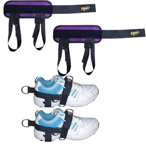 SHIHAN POWER SPORTS COMBO Dumbbell Ankle Strap's & 1 Pair 5 D Ring Foot straps Weight Lifting, Ankle Cable Attachments for Gym, Home, Ankle Bands for Exercise for Men and Women(2 Pack)
