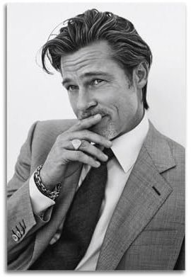 Zyfene Brad Pitt Schwarz-Weiß-Poster auf Leinwand, Kunst und Wandkunst, Bilddruck, moderne Familienschlafzimmer-Dekoration, 50 x 75 cm