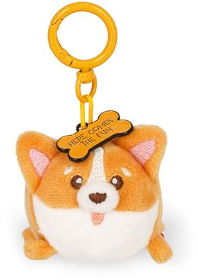 LEGAMI - Porte-clés Super Soft! Thème Corgi, Porte-clés en Peluche, Pendentif avec Message gravé et Mousqueton en Zinc, 7x11 cm
