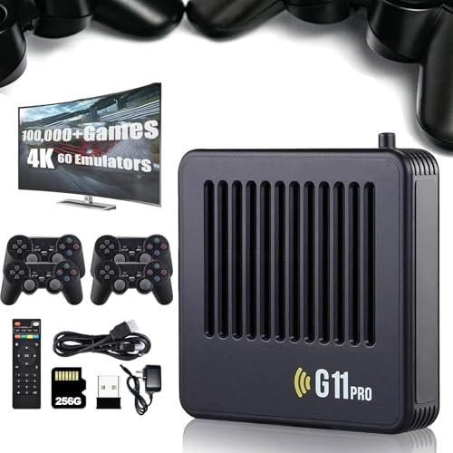 Retrowave G11 Pro, G11 Pro Konsole, Retro Wave G11 Pro, G11 Pro Game Box, 4k HD TV Game Stick, Plug & Play, 100,000 Retro Games with 4 Wireless Dual Controllers (256GB)