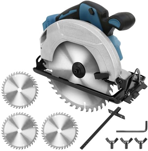 Professional Sega Circolare compatibile con Makita da 18 V batteria con 2 lame (185 mm), profondità di taglio: 64 mm, sega circolare a mano, se-ga circolare a batteria, sega circ-olare senza spazzole