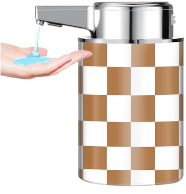Automatic Soap Dispenser,Hand soap dispenser, USB Rechargeable with Infrared Motion Sensor for Bathroom, Kitchen(Brown white grid)