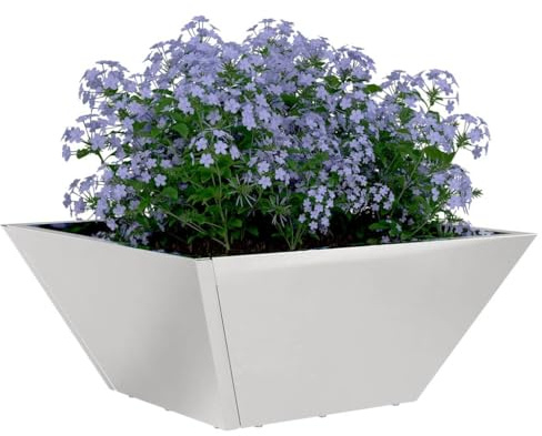 vidaXL Garten-Pflanzgefäß 5 pcs Silber 35 x 35 x 15 cm Edelstahl, Garten und Terrasse, Moderner trapezförmiger Blumentopf, Metallpflanzer, Draußen, Minimalistischer Dekotopf
