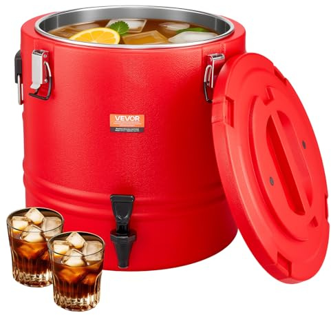 VEVOR Insulated Beverage Dispenser, 8 Gal/30.3L Thermal Hot and Cold Drink Server Dispenser with Spigot, Food-Grade Cooler Jug with 304 Stainless Steel Interior, for Tea Coffee Restaurant Outdoor