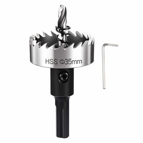 CoCud 1-3/8(35mm) Hole Saw Kit, 4241 High Speed Steel Hole Cutter - for Metal, Wood, Copper, Plastic, Plasterboard, PVC Boards. Silver