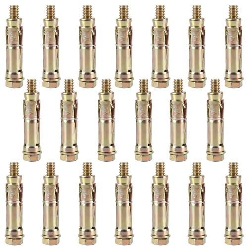 20 Pcs M8 Anchor Bolts, Hex Expansion BoltsWall Anchor Concrete Bolts, Heavy Duty Concrete Anchors, Expansion Shield Anchors Sleeves for Brick Walls Masonry Screws Wall Fixings Plugs
