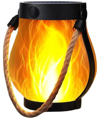 Ailan Hängendes Solarlicht, wetterbeständig, wasserdicht, Flammenlicht, Hanf Campinglicht, Doppelladelaternen für den Innenhof
