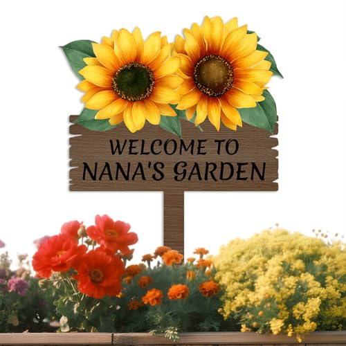 Personalised Sunflowers Garden Sign,Custom Metal Colorful Flowers Yard Stake for Outside,Customized Name Sign,Gifts for Gardeners,Welcome Sign style-8