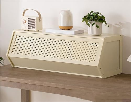 Stilvoller weißer Bambus-Aufbewahrungsschrank mit Dropdown-Tür, stapelbar, Kommode, Küchentheke, Display, langlebige Kollektion, Vitrine, ideale Speisekammer-Orga (86 cm)