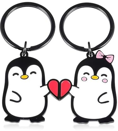 Glamifyr 2 Stück Pinguin Schlüsselanhänger,Pinguin Partner Schlüsselanhänger,Geschenk für Ihren Partner oder Ihre Partnerin,für Valentinstag, Geburtstage, Hochzeitstage