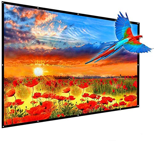 180 Inch Portable Projector Screen, YF2009SZ 16:9 HD Foldable Anti Crease Indoor Outdoor Movie Projection Screen with Hooks and Ropes for Home Theater, Education, Office, School, Camping, Party