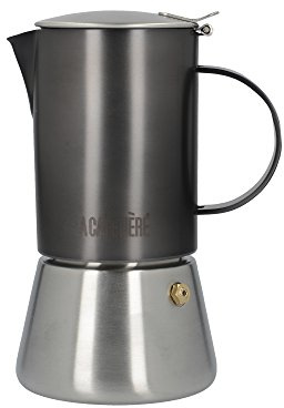 La Cafetière Edited Induction-Safe Stainless Steel Stovetop Espresso Maker, 200 ml (4 Cup) - Gun Metal