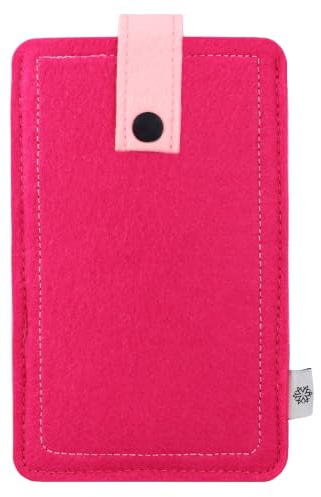 Davii Handy Filztasche passend für Samsung Galaxy S23 / S10 / S9 / S8 (nur Handy), robuste Handy Schutzhülle mit Lasche & Druckknopf, Rundumschutz - L Pink
