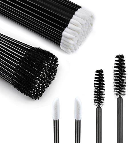 Cosmetic Brush Set, MORGLES 200pcs Black & White, Soft Synthetic Bristles, Bendable & Soft Fiber, for Mascara, Lipstick, Eyelash Care