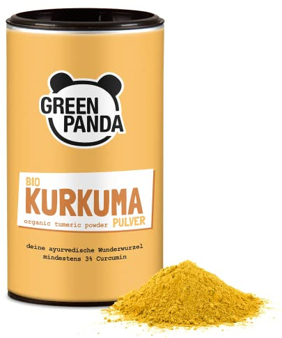 GREEN PANDA® Kurkuma Pulver BIO in höchster Premium Qualität | laborgeprüft und zertifiziert | extra fein gemahlener Kurkuma bio | perfekt für Goldene Milch | 170g