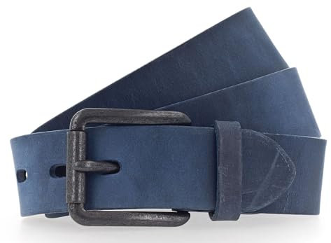 Vanzetti Gürtel Leder Belt Ledergürtel Vollrindleder gewachst kürzbar 40mm (85, Blau)