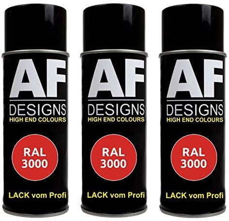 Alex Flittner Designs 3X RAL Lackspray Autolack Buntlack Spraydose RAL3000 FEUERROT stumpfmatt