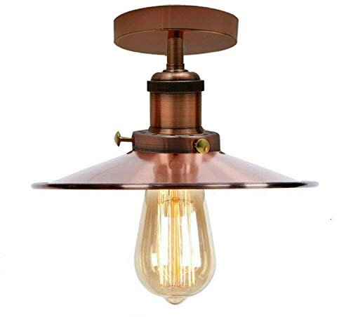DC VOLTAGE Lámpara de techo vintage Edison de 22 cm, estilo retro, estilo E27, de cobre, industrial, lámpara colgante de metal para isla de cocina, granja, comedor, 1 paquete