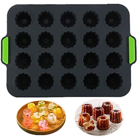 KeepingcooX Moule Mini Cannelés Bordelais 20 Cavités, Moule Forme Bordelaise, gelée, anti-adhésif, bleu