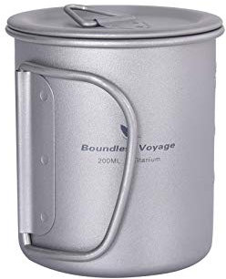 Boundless Voyage Camping Kochgeschirr 200ml Titan Camping Camping Pot mit Deckel Faltbarer Griff Ultraleichte Titan Tasse Kaffeetasse Ti15141A