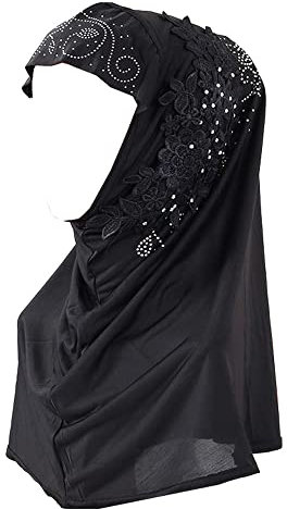 JDYaoYing Turban mit floralem muslimischem Schal Hijab Schal Kopftuch Schals für Damen Mütze, Schwarz, Einheitsgröße