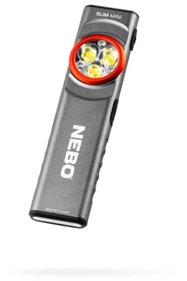 NEBO SLIM Mini Rechargeable Pocket Light | 250 Lumens, 2 Light Modes, Small Flashlight for EDC & Emergencies, Magnetic Base, Lightweight, Water Resistant & Durable, Includes Charging Cable