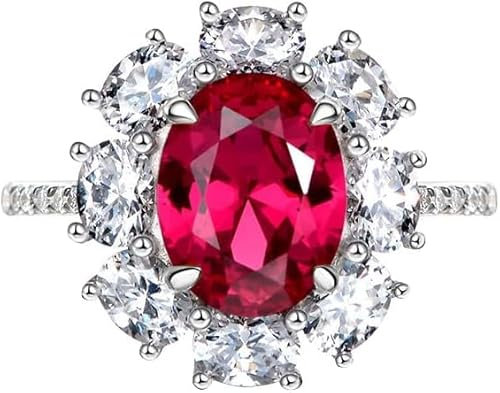Michooyel 2ct Erstellt Saphir Rubin Verlobungsring Damen, Promise Ring Silber 925 Hochzeitsring Ringe Band Zirkonia Oval Schliff